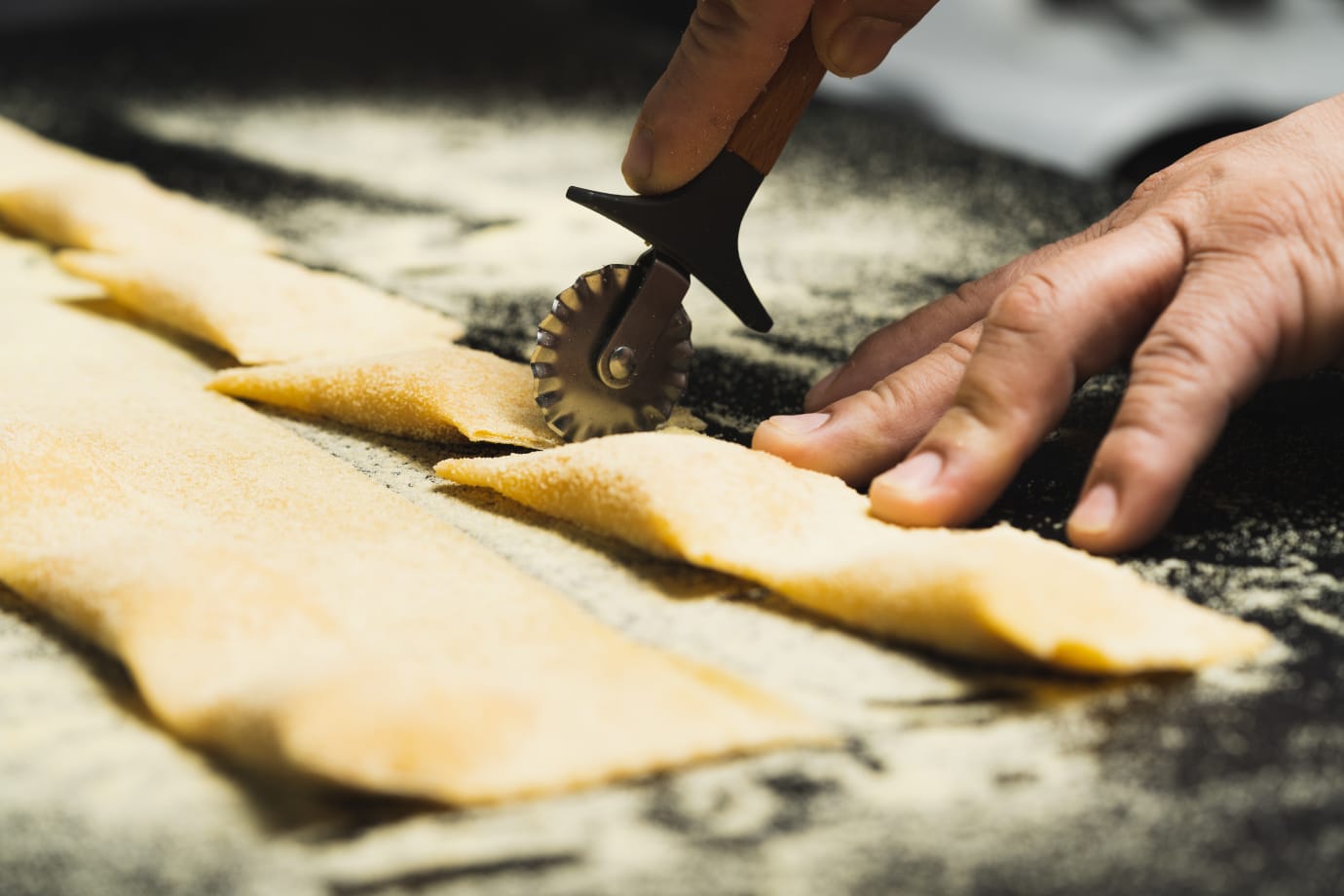 cutting ravioli